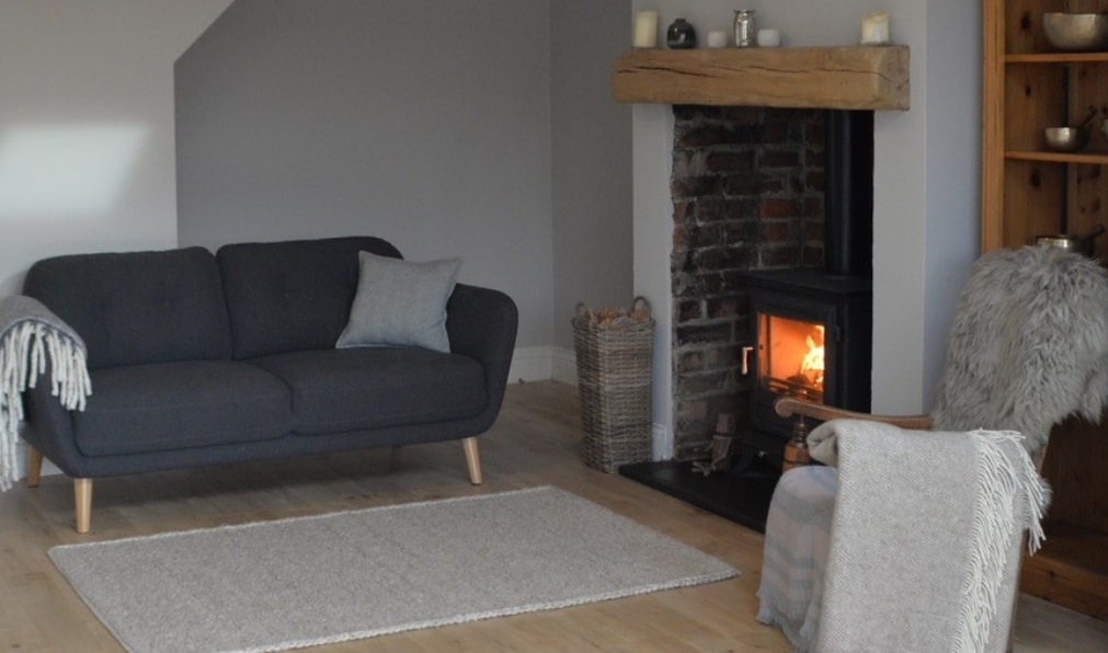 Seating area with log burner